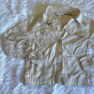 Linen tan beige cream colored button up jacket in like new condition ✨✨